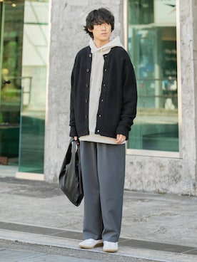 「SENSE OF PLACE by URBAN RESEARCH（センスオブプレイスバイアーバンリサーチ）のフェイクレザーマルシェバッグ（トートバッグ）」を使った、taiseiさん（メンズ・174cm）の秋コーディネート