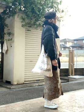 「TODAYFUL（トゥデイフル）のVintageトートバッグ（トートバッグ）」を使った、いく☆さん（レディース・153cm）の冬コーディネート