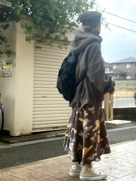 「アイテム（キャスケット、ブラウン系）」を使った、いく☆さん（レディース・153cm）の冬コーディネート