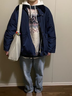 「TASINAMI（タシナミ）のアイテム（トートバッグ）」を使った、Ysmさん（レディース・157cm）の冬コーディネート
