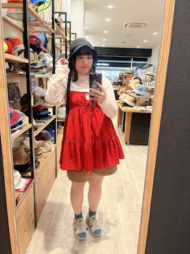 「14+（イチヨンプラス）のアイテム（帽子）」を使った、みんさん（レディース・155cm）の夏コーディネート