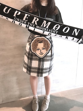 「グッズTシャツ」｜PeiYin패은さん（レディース・163cm）の夏コーディネート