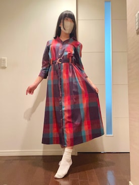 「REDYAZEL（レディアゼル）のアイテム（シャツワンピース）」を使った、小鳥りここさん（レディース・159cm）の春コーディネート