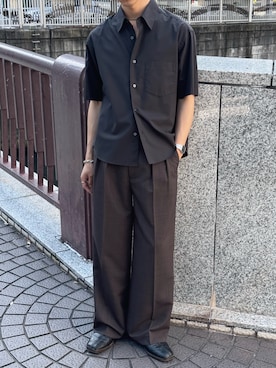 「WYM LIDNM（ウィム バイ リドム）のアイテム（シャツ/ブラウス、グレー系）」を使った、たき さん（メンズ・170cm）の夏コーディネート