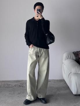 「UNIQLO（ユニクロ）のアイテム（トップス、ブラック系）」を使った、たき さん（メンズ・170cm）の春コーディネート