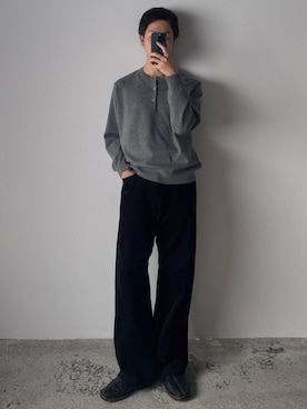 「WYM LIDNM（ウィム バイ リドム）のアイテム（ニット/セーター、グレー系）」を使った、たき さん（メンズ・170cm）の秋コーディネート