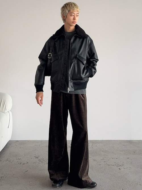 WASHED VELVET CURVE CUT WIDE PANTS（その他パンツ）｜WYM LIDNM