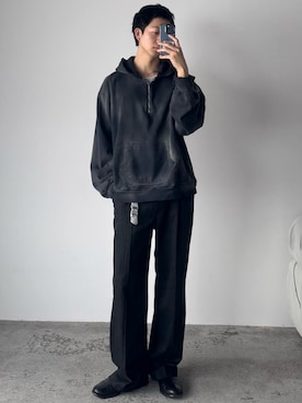 「ANCELLM（アンセルム）のアイテム（パーカー、ブルー系）」を使った、たき さん（メンズ・170cm）の春コーディネート