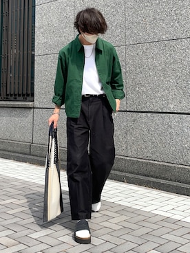 「UNIQLO（ユニクロ）のエアリズムコットンオーバーサイズTシャツ（5分袖）（Tシャツ/カットソー）」を使った、たき さん（メンズ・170cm・20代）の夏コーディネート