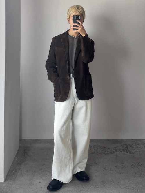 LIDNM Goat Suede Tailored Jacket Ｍサイズ LIDNM Goat Suede Tailored Jacket Navy suede worker jacket