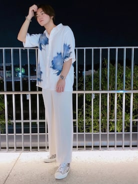「HARE（ハレ）のボカシハナガラシャツ(HARE)（シャツ/ブラウス）」を使った、MASAYA    さん（メンズ・177cm）の秋コーディネート