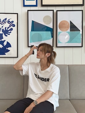 「FOG ESSENTIALS（エフオージーエッセンシャルズ）の＜FEAR OF GOD ESSENTIALS＞ スウェット ショーツ（スウェットパンツ）」を使った、MASAYA    さん（メンズ・178cm）の夏コーディネート
