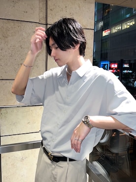 「白」｜「アイテム（その他）」を使った、MASAYA    さん（メンズ・177cm）の春コーディネート