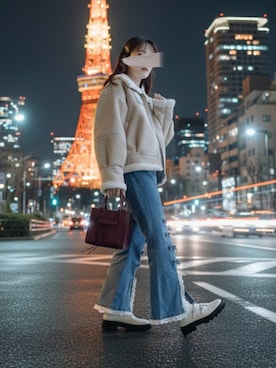 「アイテム（ブルゾン）」を使った、ぱぴさん（レディース・152cm）の冬コーディネート