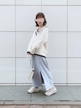 「ケーブルニット」｜「アイテム（ワンピース）」を使った、ぱぴさん（レディース・152cm）の冬コーディネート
