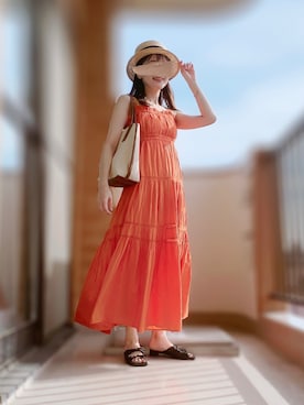 「アイテム（ブラウン系）」を使った、ぱぴさん（レディース・152cm）の夏コーディネート