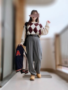 「アイテム（バックパック/リュック）」を使った、ぱぴさん（レディース・152cm）の秋コーディネート