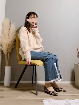 「アイテム（デニムパンツ）」を使った、ぱぴさん（レディース・152cm）の冬コーディネート