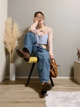 「LOWELL things（ロウェル　シングス）のLegacy/レザー2WAYオープントートバッグ mini（トートバッグ）」を使った、ぱぴさん（レディース・152cm）の冬コーディネート