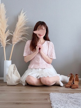 「axes femme（アクシーズファム）のランダムティアードスカート（スカート、ホワイト系）」を使った、ぱぴさん（レディース・152cm）の夏コーディネート