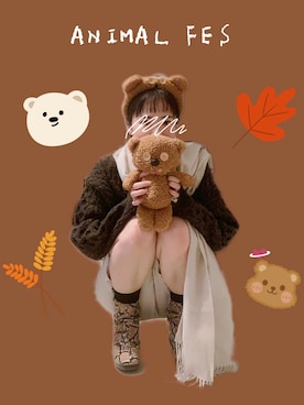 「A part by（アパートバイ）のアイテム（ストール/ショール）」を使った、ぱぴさん（レディース・152cm）の秋コーディネート