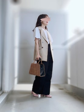「アイテム（パンプス、パープル系）」を使った、ぱぴさん（レディース・152cm）の秋コーディネート