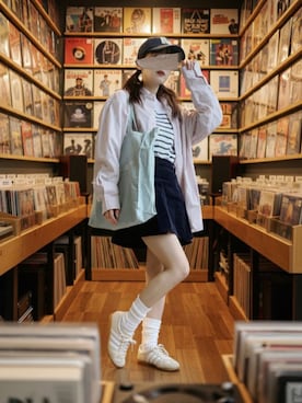 「アイテム（キャップ）」を使った、ぱぴさん（レディース・152cm）の秋コーディネート