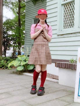 「アイテム（ワンピース/ドレス、ブラウン系）」を使った、ぱぴさん（レディース・152cm）の夏コーディネート