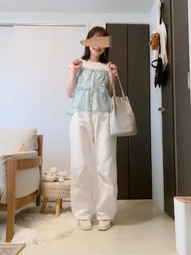 「アイテム（キャミソール、グリーン系）」を使った、ぱぴさん（レディース・152cm）の夏コーディネート