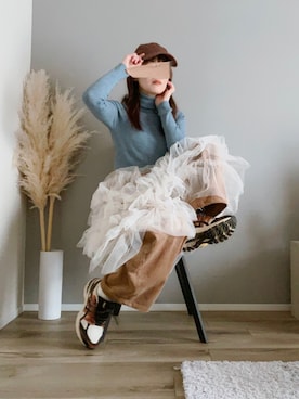 「アイテム（帽子）」を使った、ぱぴさん（レディース・152cm）の秋コーディネート