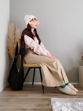 「アイテム（ニットキャップ/ビーニー）」を使った、ぱぴさん（レディース・152cm）の秋コーディネート