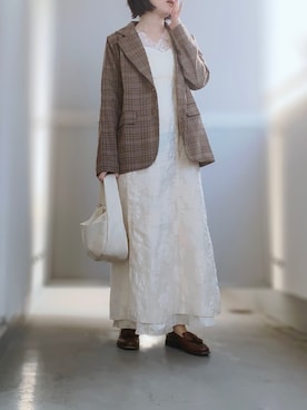 「グレンチェック」｜「アイテム（ワンピース/ドレス）」を使った、ぱぴさん（レディース・152cm）の秋コーディネート