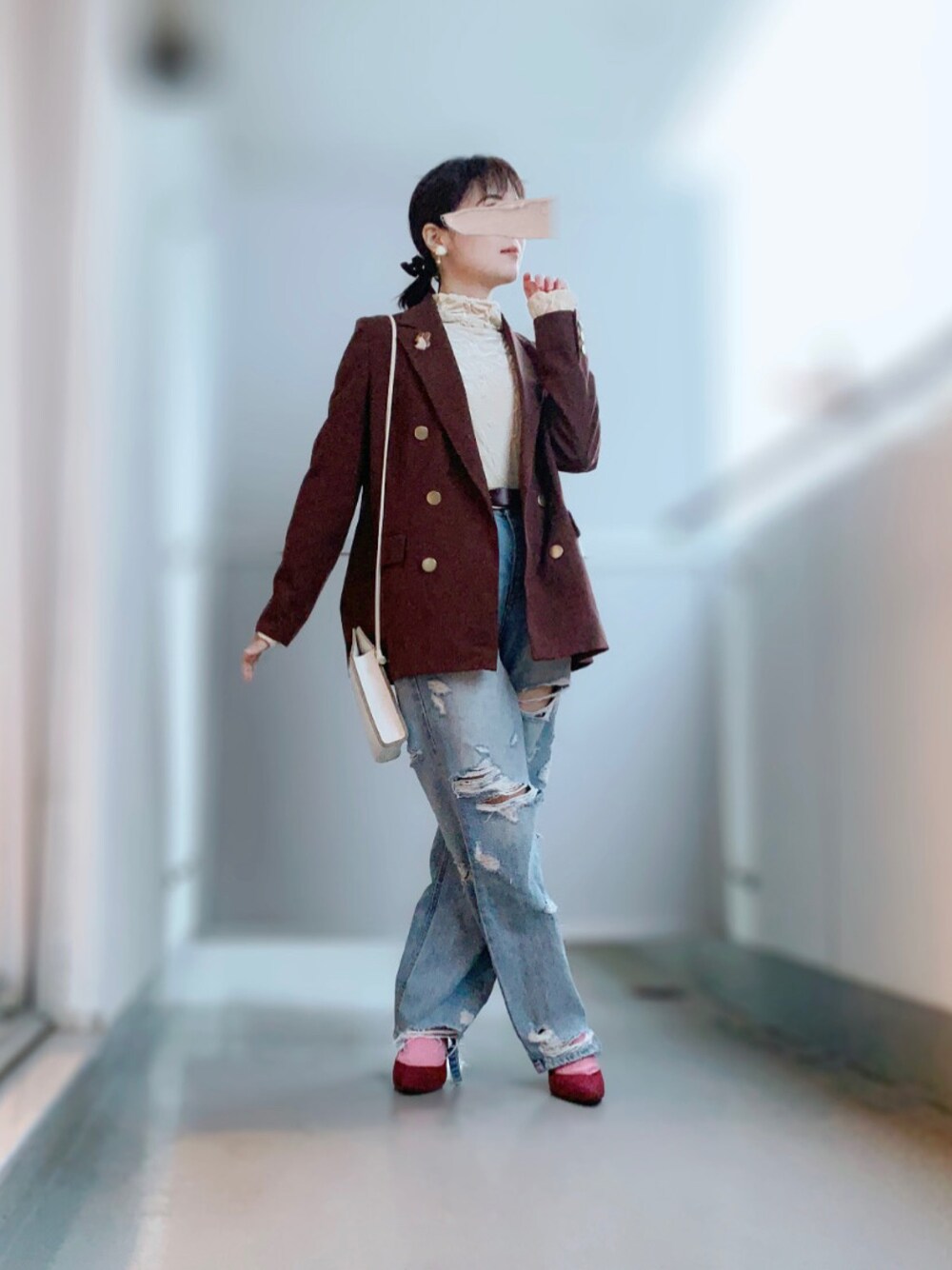 Ray BEAMS / ベロア シャーリング ハイネック プルオーバー Ray BEAMS（レイビームス）の「Ray BEAMS / ベロア シャーリング