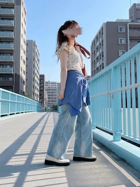 「WEGO（ウィゴー）のWEGO/【26年春夏新作】ストレートデニムパンツ（デニムパンツ、ブルー系）」を使った、ぱぴさん（レディース・152cm）の夏コーディネート