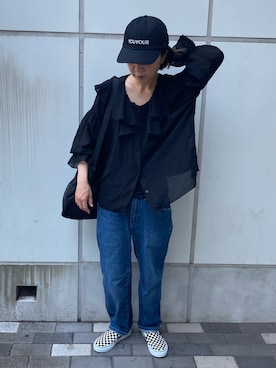 「アイテム（スリッポン）」を使った、fumiさん（レディース・159cm）の夏コーディネート