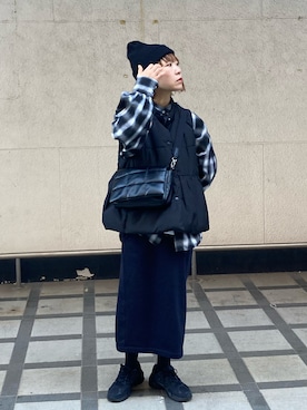 「アイテム（ニットキャップ/ビーニー）」を使った、fumiさん（レディース・159cm）の秋コーディネート