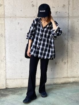 「アイテム（帽子）」を使った、fumiさん（レディース・159cm）の秋コーディネート