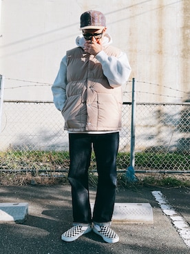 「carhartt」｜「アイテム（スリッポン）」を使った、91さん（メンズ・173cm）の冬コーディネート