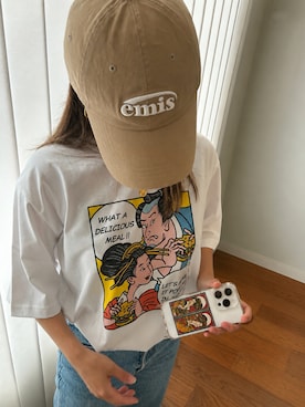 「EMIS（イミス）のアイテム（帽子）」を使った、EMA.ENA Daddyさん（レディース・156cm）の春コーディネート
