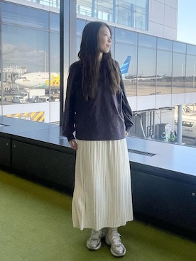 「ネイビー×ホワイト」｜「アイテム（ワンピース/ドレス）」を使った、𝑵𝒂𝒏𝒂さん（レディース・158cm）の秋コーディネート