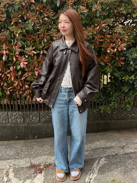 「coca（coca）（コカ）のアイテム（トップス）」を使った、𝑵𝒂𝒏𝒂さん（レディース・158cm）の春コーディネート