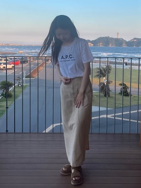 「A.P.C.（アーペーセー）のアイテム（トップス）」を使った、𝑵𝒂𝒏𝒂さん（レディース・158cm）の夏コーディネート