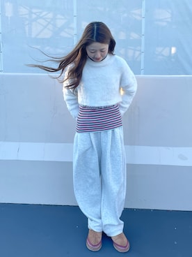 「アイテム（スウェットパンツ）」を使った、𝑵𝒂𝒏𝒂さん（レディース・158cm）の冬コーディネート