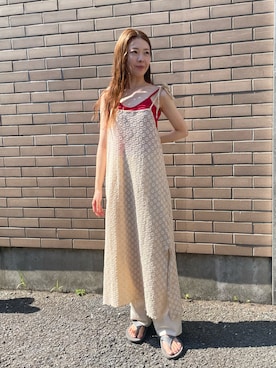 「アイテム（キャミソール、レッド系）」を使った、𝑵𝒂𝒏𝒂さん（レディース・158cm）の夏コーディネート