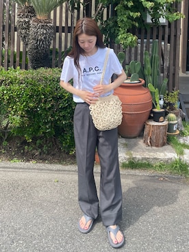 「グレーパンツ」｜𝑵𝒂𝒏𝒂さん（レディース・158cm）の夏コーディネート