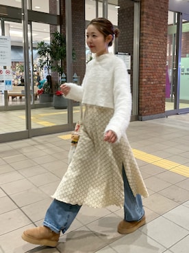 「キャミワンピース」｜𝑵𝒂𝒏𝒂さん（レディース・158cm）の冬コーディネート