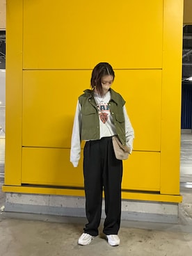 「H&M（エイチ・アンド・エム）のアイテム（ミリタリージャケット）」を使った、ｙｏｓｈｉｃｏさん（レディース・161cm）の冬コーディネート
