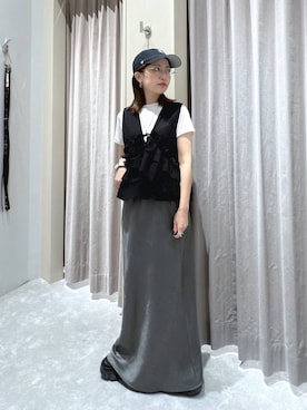 「PAGEBOY（ページボーイ）のプラットチャンキースニーカー（スニーカー、ブラック系）」を使った、ヒトミさん（レディース・146cm）の夏コーディネート