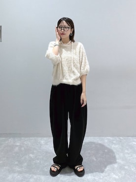 「LOWRYS FARM（ローリーズファーム）の２ＷＡＹシャギーカーディガンＳＳ　1051764（カーディガン/ボレロ、ホワイト系）」を使った、ヒトミさん（レディース・146cm）の夏コーディネート