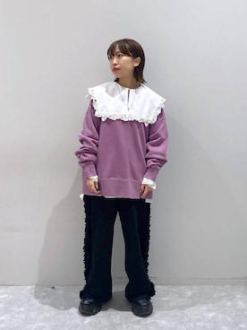 「アイテム（スウェット、パープル系）」を使った、ヒトミさん（レディース・146cm）の秋コーディネート